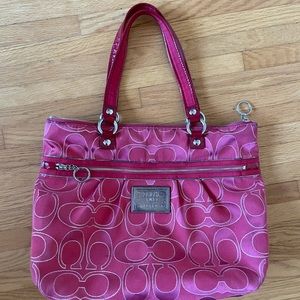 Coach Poppy Red Handbag 15”L x 4.5”W x 12”H